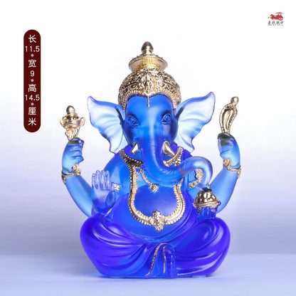 Time-honored methods coloured glaze Thailand Elephant trunk statue India Southeast Asia  Ganesha God of Wealth and Nobility