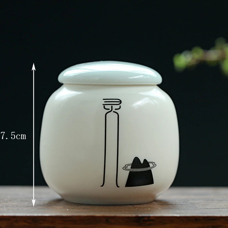 Tin long ceramic tea cans small Pu'er tea sealed storage cans high-end tea packaging gift box universal customization