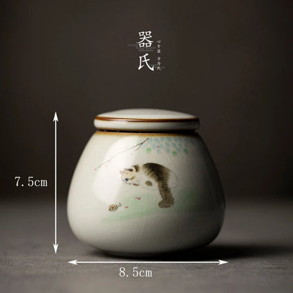 Tin long ceramic tea cans small Pu'er tea sealed storage cans high-end tea packaging gift box universal customization