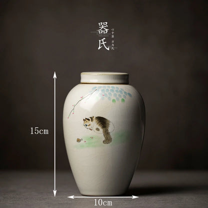 Tin long ceramic tea cans small Pu'er tea sealed storage cans high-end tea packaging gift box universal customization