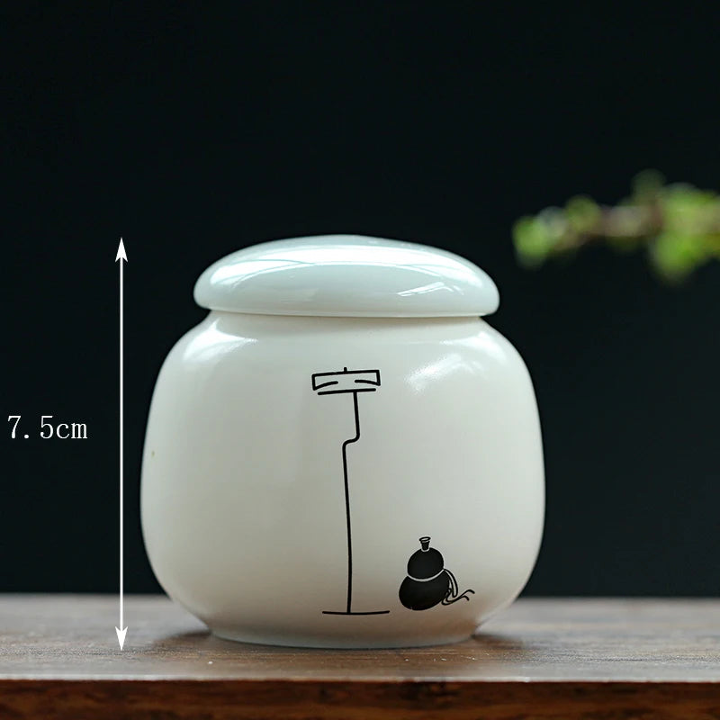 Tin long ceramic tea cans small Pu'er tea sealed storage cans high-end tea packaging gift box universal customization