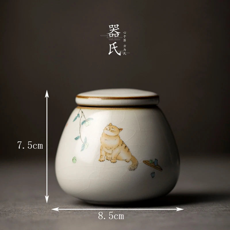 Tin long ceramic tea cans small Pu'er tea sealed storage cans high-end tea packaging gift box universal customization