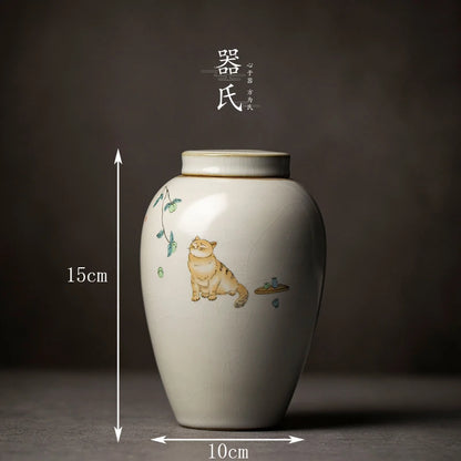 Tin long ceramic tea cans small Pu'er tea sealed storage cans high-end tea packaging gift box universal customization