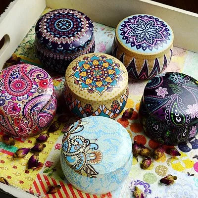 Tinplate Fower Teapot  Elendil Bohemia Exotic Mini Portable Tea Small Jar Candle Jar Storage candy Tea Caddies Free Shipping