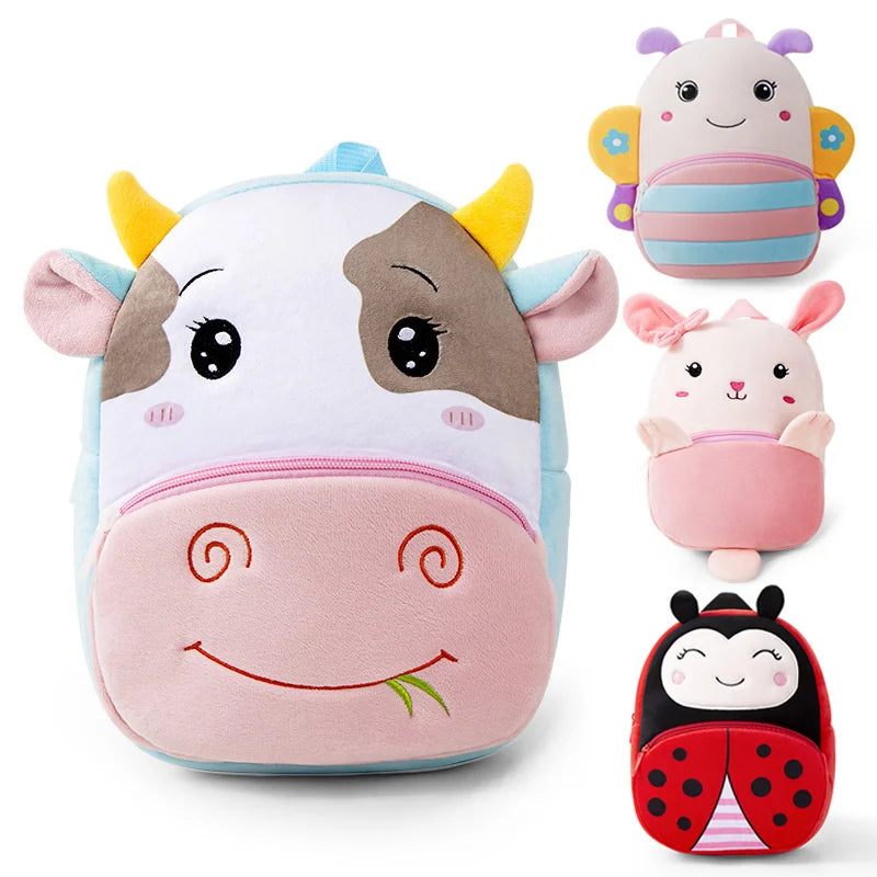 Toddler Girls' School Backpack Cartoon Cow Soft Plush Kids Bag Kindergarten Boys School Bags Kawaii Schoolbag Sac A Dos Enfant