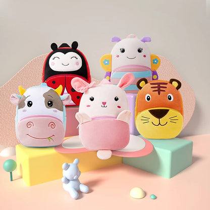 Toddler Girls' School Backpack Cartoon Cow Soft Plush Kids Bag Kindergarten Boys School Bags Kawaii Schoolbag Sac A Dos Enfant