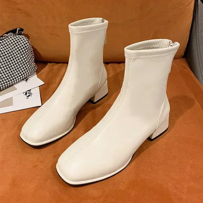 Toe Retro New Ankle Square Women Women Thicks Ladies Boots Elastic Fashion Shoes 2022 High Heel Socks Heel Boots Short Boots