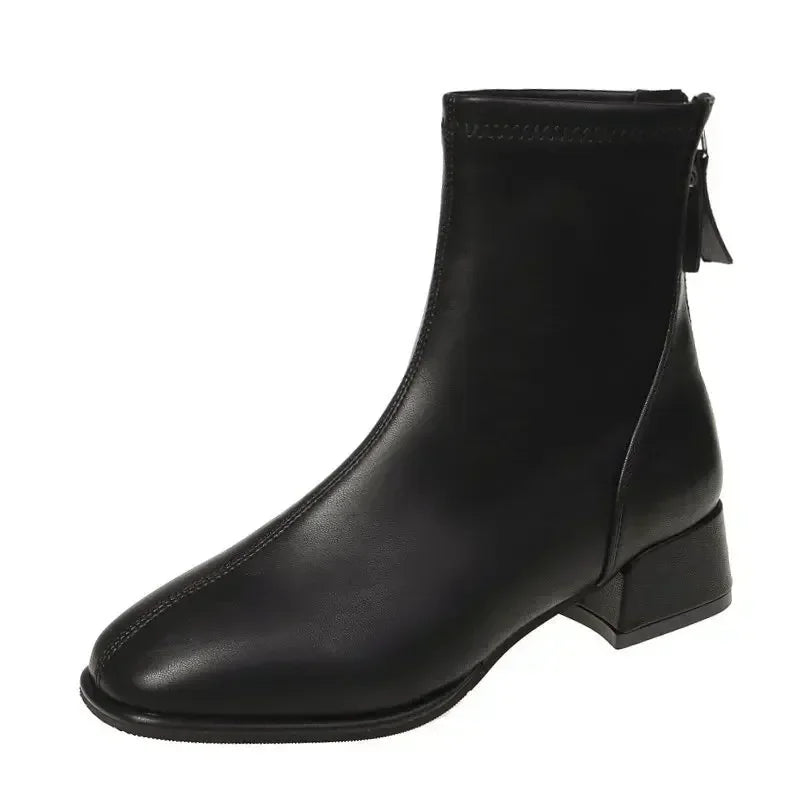 Toe Retro New Ankle Square Women Women Thicks Ladies Boots Elastic Fashion Shoes 2022 High Heel Socks Heel Boots Short Boots