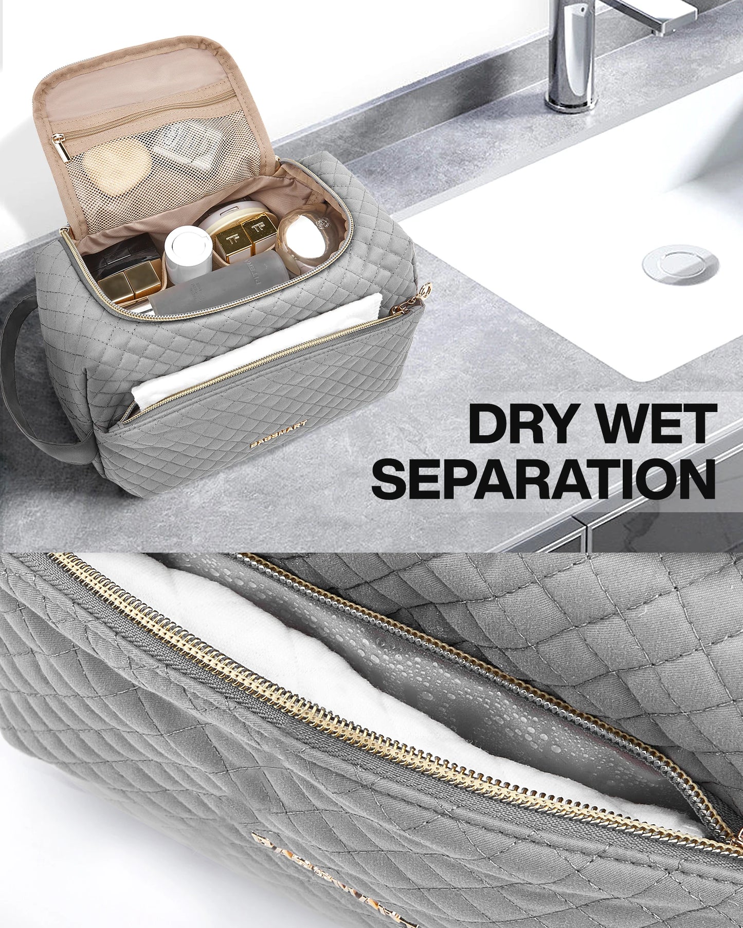 Toiletry Bag for Women BAGSMART Waterproof Kit for Travel Lightweight Large Capacity Cosmetic Bag Fit Full Sized Toiletries