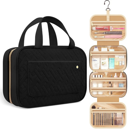 Toiletry Travel Bag with Hanging Hook,Water-resistant Makeup Cosmetic Bag Travel Organizer for Accessories,Full-size Container