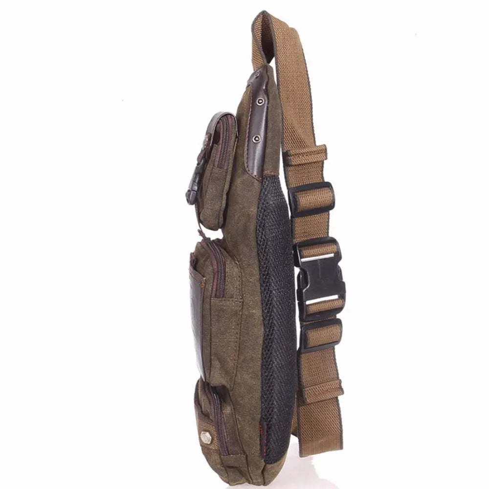 Top Quality Canvas Men Sling Chest Day Back Pack Riding Male Travel Famous Tactial Military Cross Body Shoulder Messenger Bag