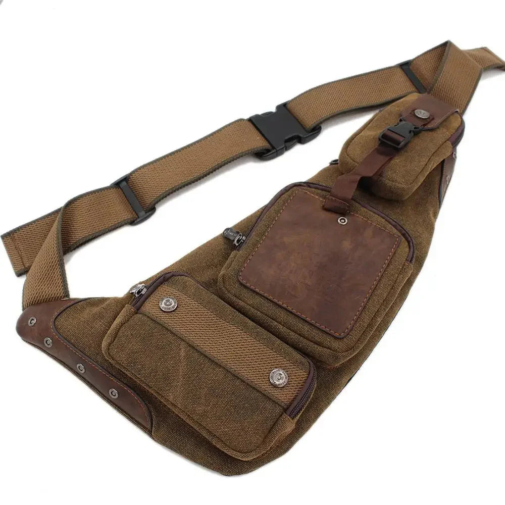Top Quality Canvas Men Sling Chest Day Back Pack Riding Male Travel Famous Tactial Military Cross Body Shoulder Messenger Bag