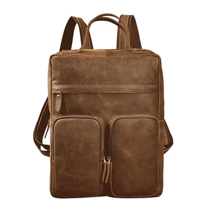 Top Quality Crazy Horse Cowhide First Layer Knapsack Male Computer Bag School Bags Vintage Genuine Leather Rucksack Men Backpack