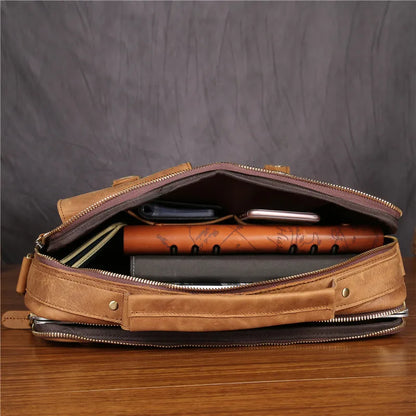 Top Quality Genuine Leather Men Retro Crossbody Shoulder Bags Male Small Travel Messenger Leisure package British style Shoulder