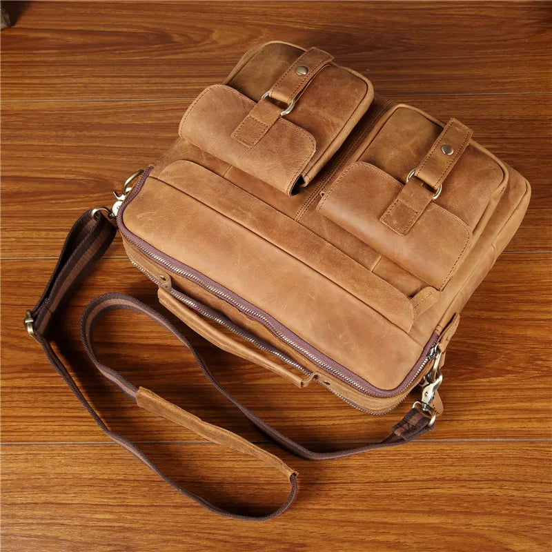 Top Quality Genuine Leather Men Retro Crossbody Shoulder Bags Male Small Travel Messenger Leisure package British style Shoulder