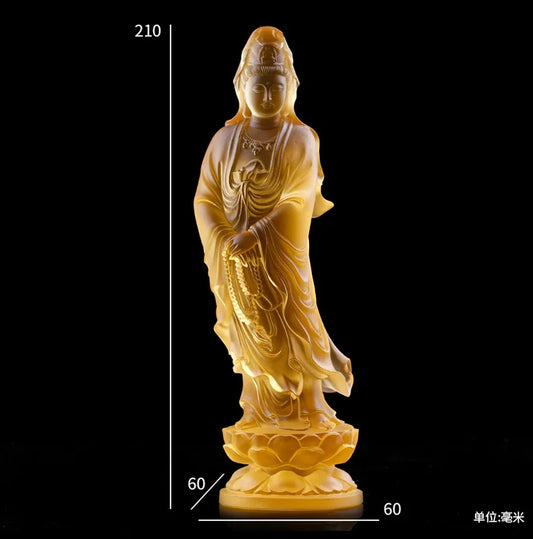 Top grade home family shop efficacious Protection Safety Health Talisman Hand carving CRYSTAL Guanyin Bodhisattva Buddha statue