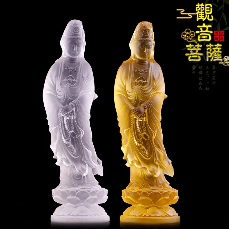 Top grade home family shop efficacious Protection Safety Health Talisman Hand carving CRYSTAL Guanyin Bodhisattva Buddha statue