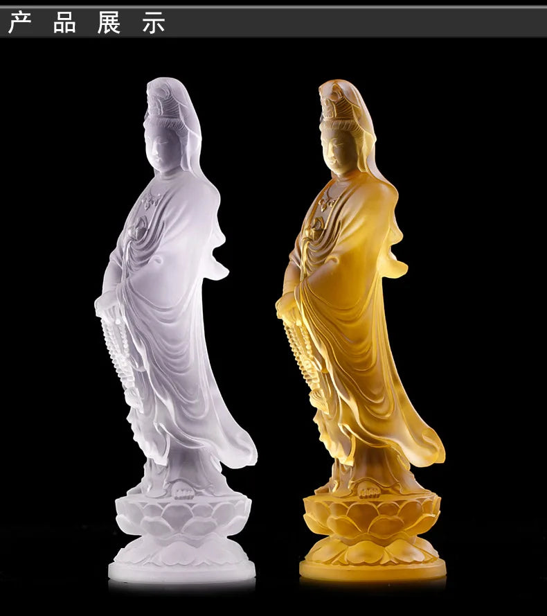 Top grade home family shop efficacious Protection Safety Health Talisman Hand carving CRYSTAL Guanyin Bodhisattva Buddha statue