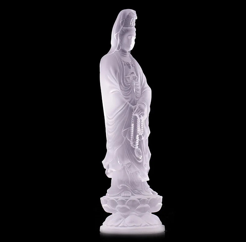 Top grade home family shop efficacious Protection Safety Health Talisman Hand carving CRYSTAL Guanyin Bodhisattva Buddha statue