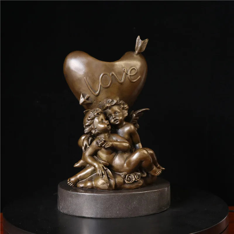 Toperkin Female Metal Figurine Angel of love Bronze Statue Home Decor Sculptures TPY-1271