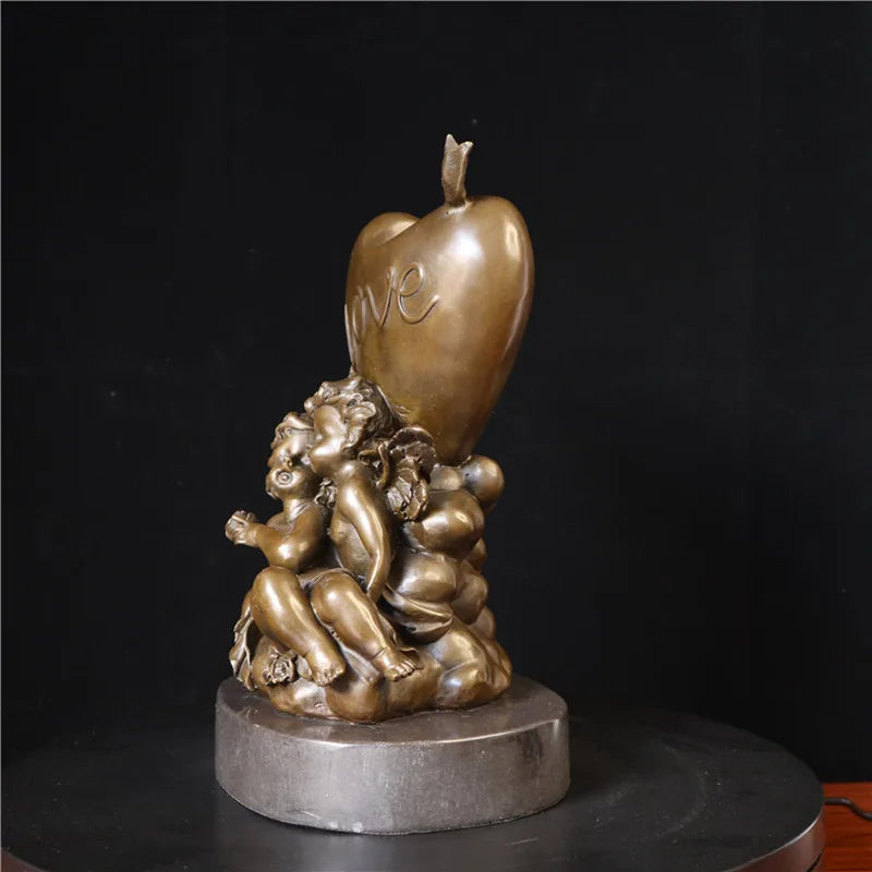 Toperkin Female Metal Figurine Angel of love Bronze Statue Home Decor Sculptures TPY-1271