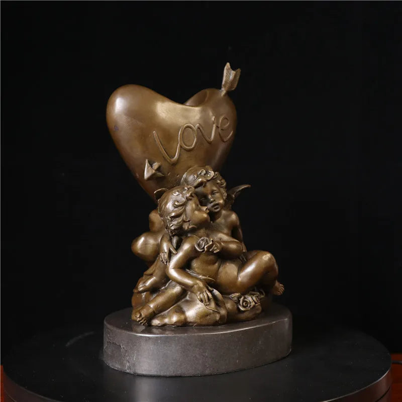 Toperkin Female Metal Figurine Angel of love Bronze Statue Home Decor Sculptures TPY-1271
