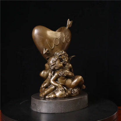 Toperkin Female Metal Figurine Angel of love Bronze Statue Home Decor Sculptures TPY-1271