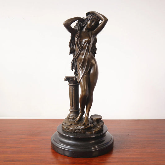 Toperkin Female Metal Figurine Beauty Lady Bronze Statue Home Decor Sculptures TPY-008
