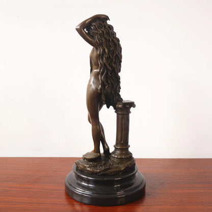 Toperkin Female Metal Figurine Beauty Lady Bronze Statue Home Decor Sculptures TPY-008