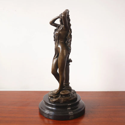 Toperkin Female Metal Figurine Beauty Lady Bronze Statue Home Decor Sculptures TPY-008