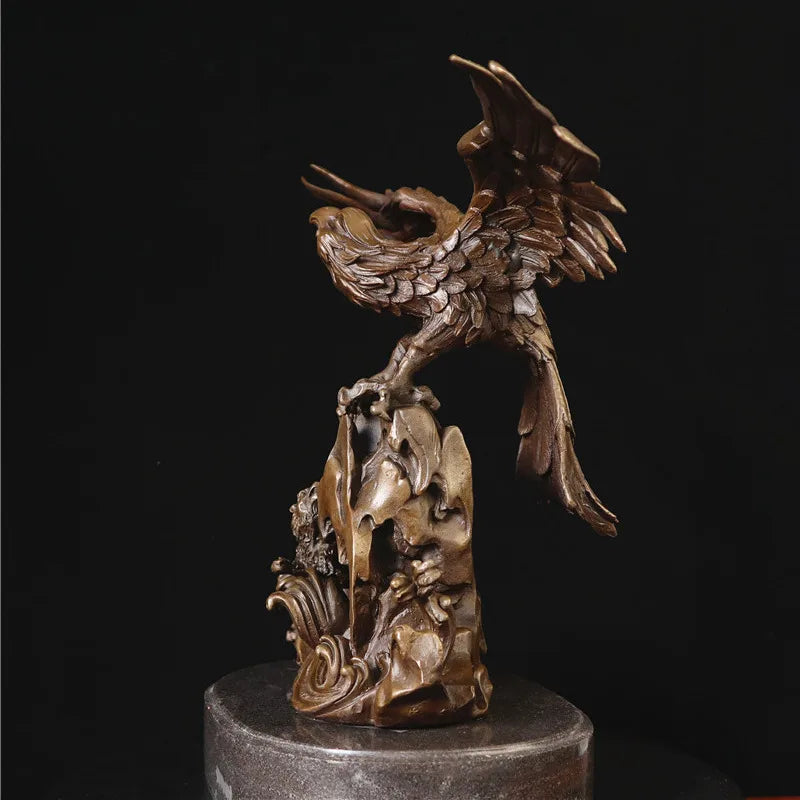 Toperkin Female Metal Figurine Chasing the waves and flying eagles Bronze Statue Home Decor Sculptures TPY-109