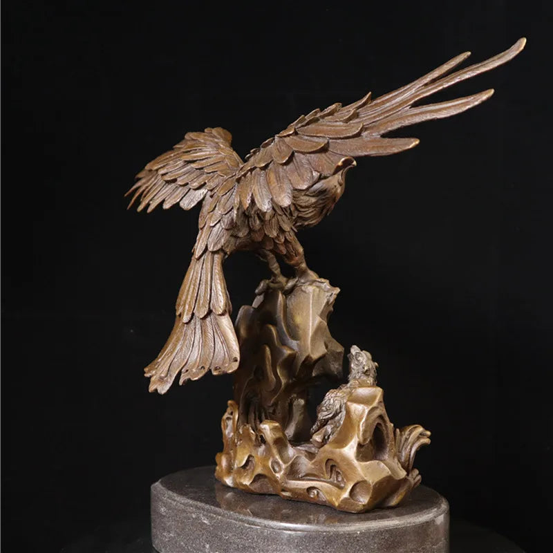 Toperkin Female Metal Figurine Chasing the waves and flying eagles Bronze Statue Home Decor Sculptures TPY-109