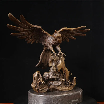 Toperkin Female Metal Figurine Chasing the waves and flying eagles Bronze Statue Home Decor Sculptures TPY-109