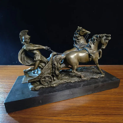 Toperkin Female Metal Figurine Roman chariot Bronze Statue Home Decor Sculptures TPY-017