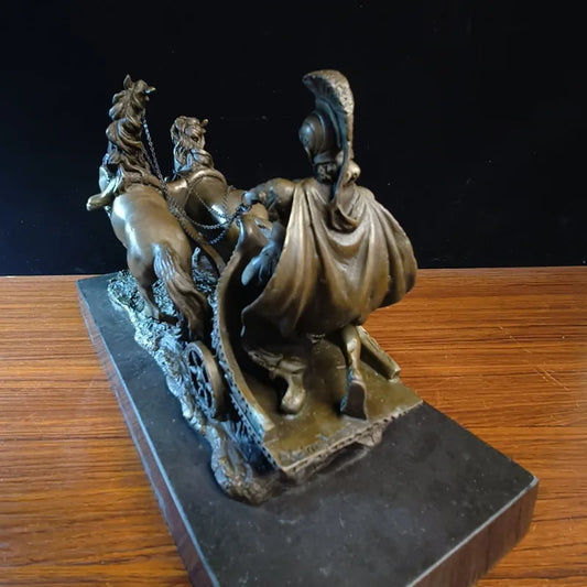Toperkin Female Metal Figurine Roman chariot Bronze Statue Home Decor Sculptures TPY-017