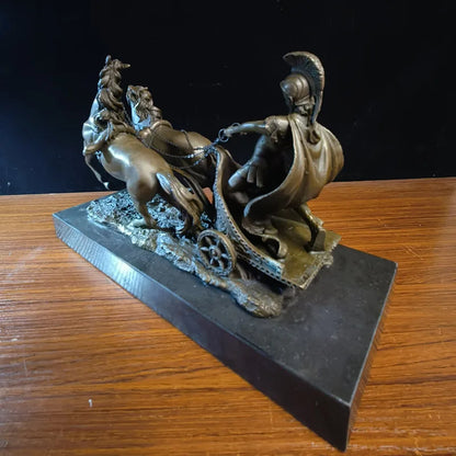 Toperkin Female Metal Figurine Roman chariot Bronze Statue Home Decor Sculptures TPY-017