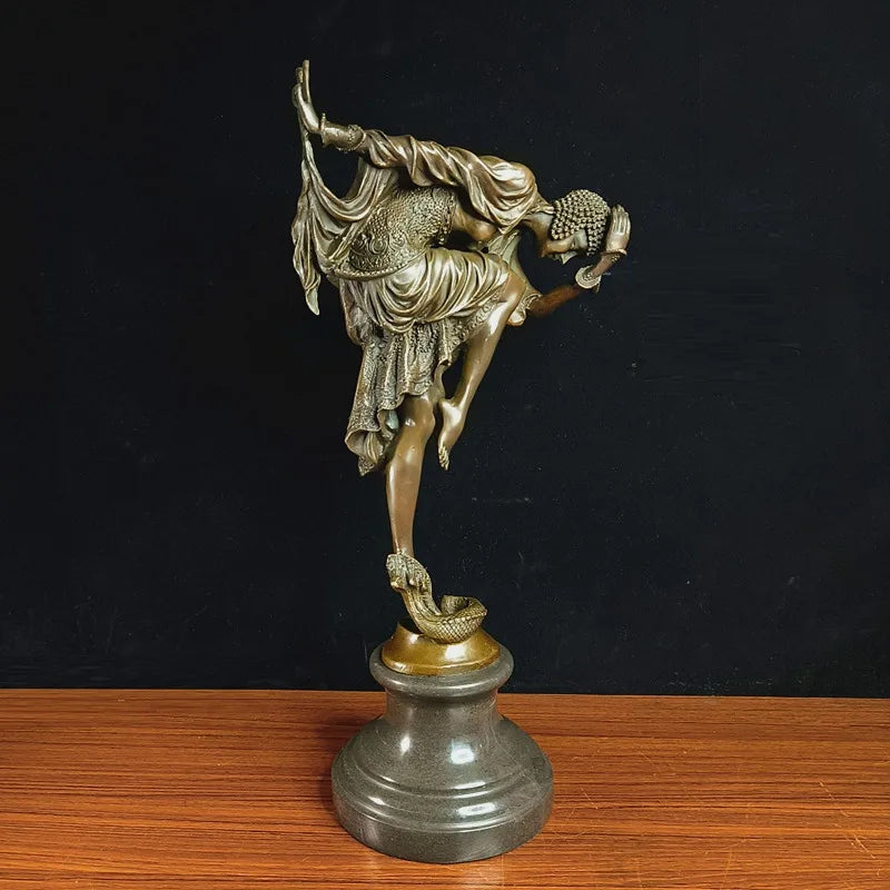 Toperkin Female Metal Figurine Snake dancer Bronze Statue Home Decor Sculptures TPY-477