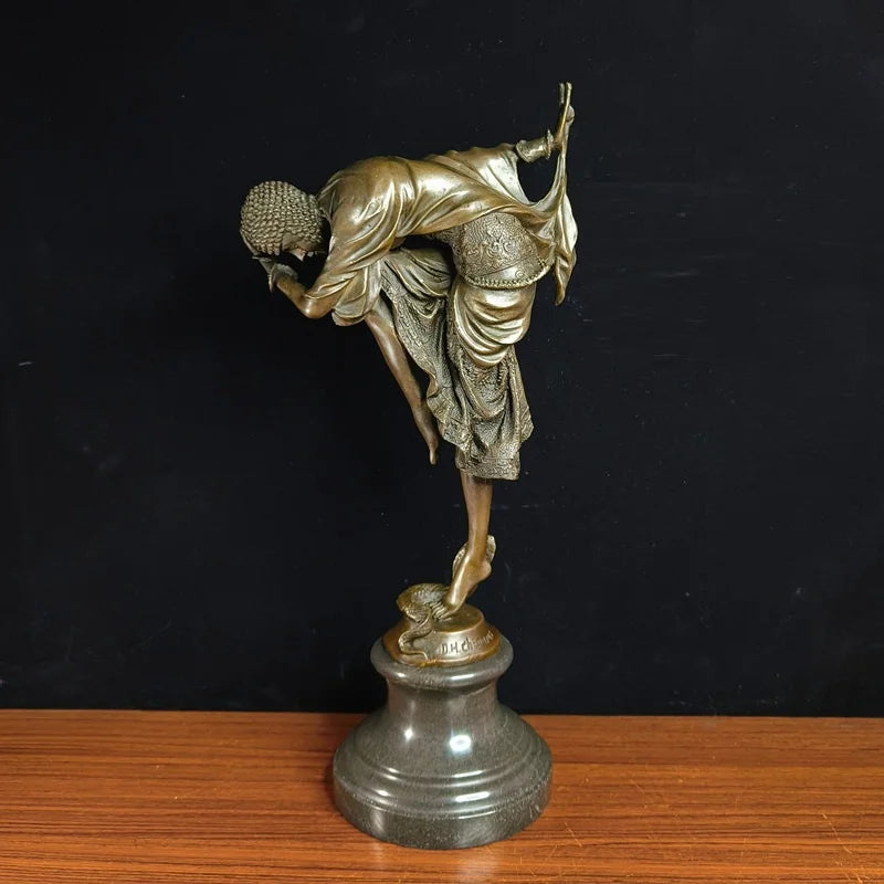 Toperkin Female Metal Figurine Snake dancer Bronze Statue Home Decor Sculptures TPY-477