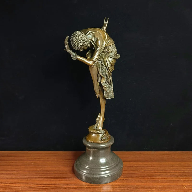 Toperkin Female Metal Figurine Snake dancer Bronze Statue Home Decor Sculptures TPY-477