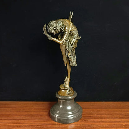 Toperkin Female Metal Figurine Snake dancer Bronze Statue Home Decor Sculptures TPY-477