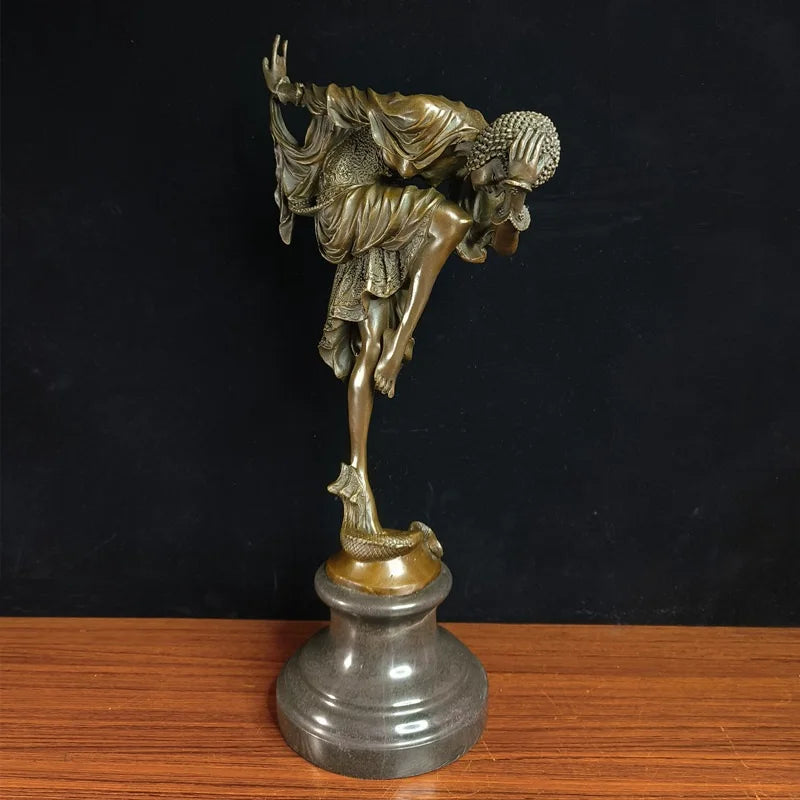 Toperkin Female Metal Figurine Snake dancer Bronze Statue Home Decor Sculptures TPY-477