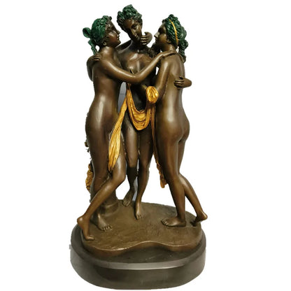 Toperkin Female Metal Figurine The Three Fates Bronze Statue Home Decor Sculptures TPY-507