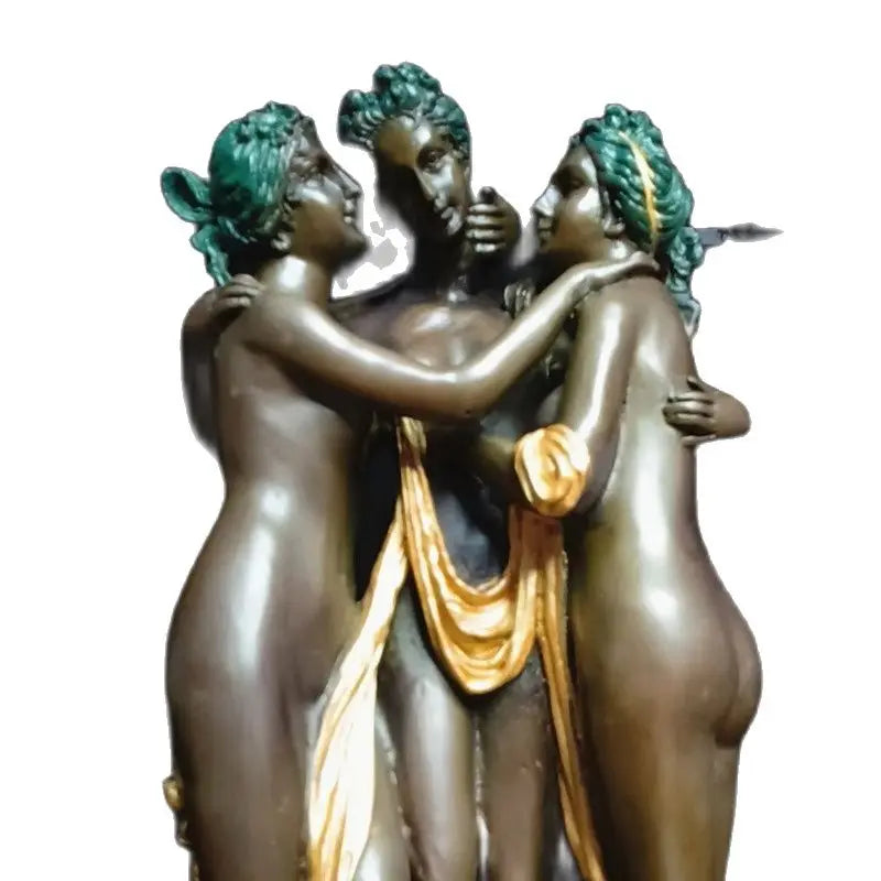 Toperkin Female Metal Figurine The Three Fates Bronze Statue Home Decor Sculptures TPY-507