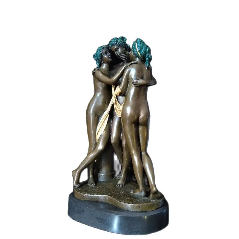 Toperkin Female Metal Figurine The Three Fates Bronze Statue Home Decor Sculptures TPY-507
