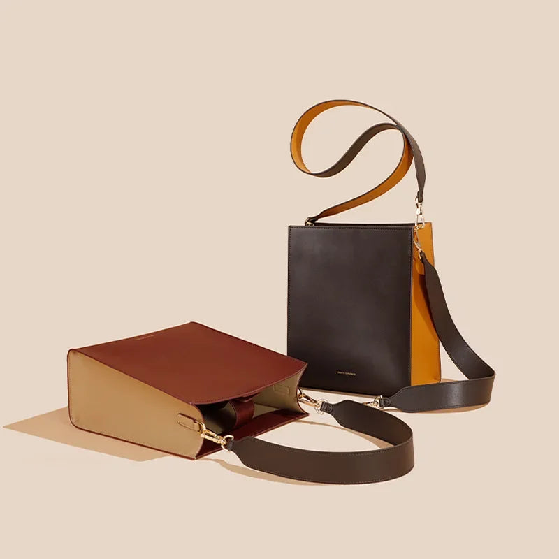 Tote Bag Large Capacity Genuine Leather Bag Contrasting Color Shoulder Bag Designer Bags  Luxury Designer Handbag