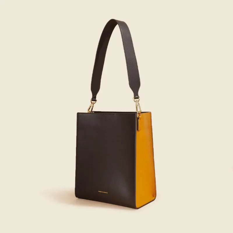 Tote Bag Large Capacity Genuine Leather Bag Contrasting Color Shoulder Bag Designer Bags  Luxury Designer Handbag