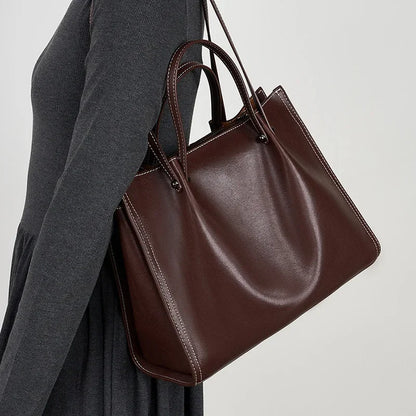 Tote Bag Women's 2024 New Autumn/Winter One Shoulder Leather Versatile Large Capacity Commuting Senior Women's Bag