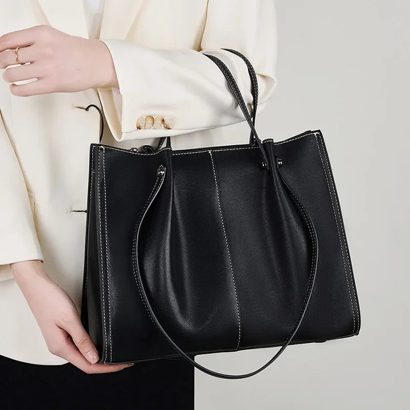 Tote Bag Women's 2024 New Autumn/Winter One Shoulder Leather Versatile Large Capacity Commuting Senior Women's Bag
