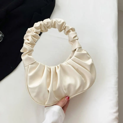 Tote Bag for Women Girl Versatile Ruched Design Phone Bag Solid Color Trendy Bag