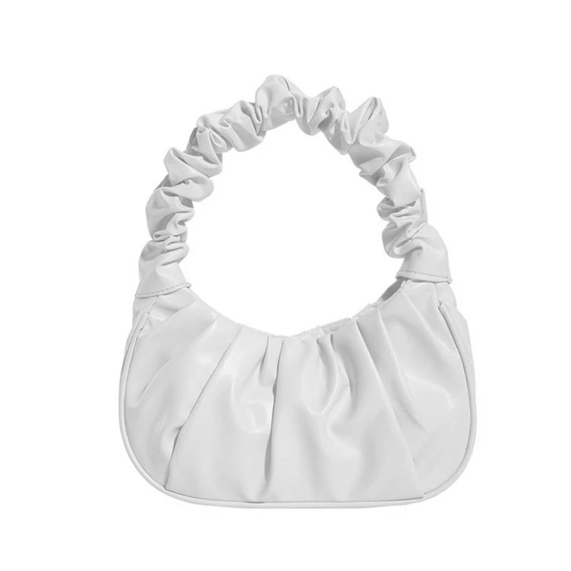 Tote Bag for Women Girl Versatile Ruched Design Phone Bag Solid Color Trendy Bag
